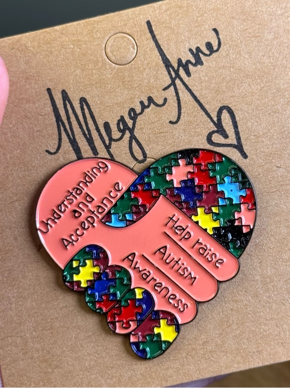 Multicolor Puzzle Heart Autism Awareness Brooch